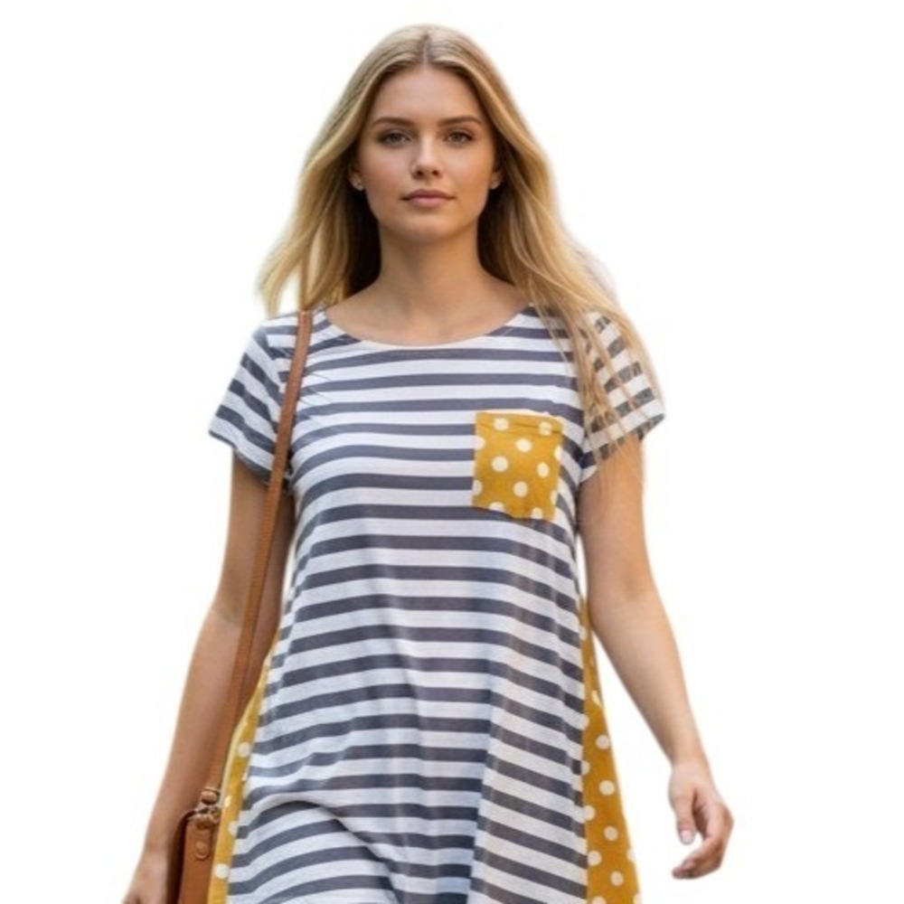Anthropologie Preppy Stripe Polka Dot Pullover Scoop Neck Womens Size Medium Top